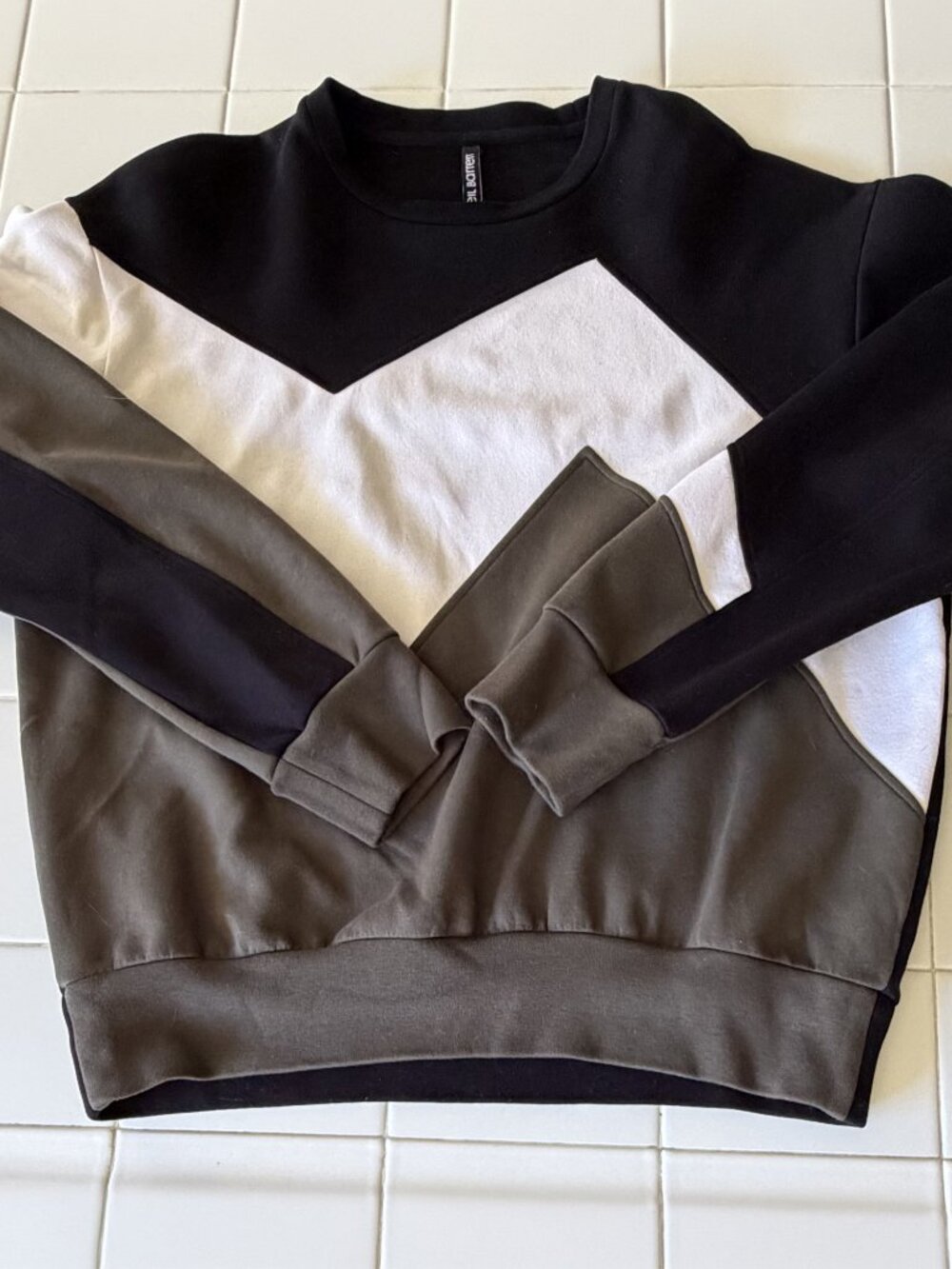 Neil Barrett Modernist Bonded Sweatshirt Colorblock Black White Olive AW20 M